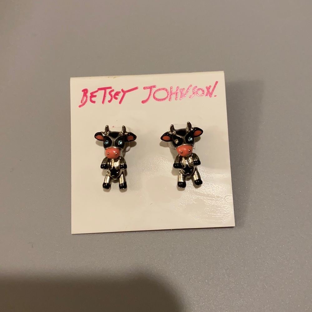 Betsey Johnson cow stud earrings